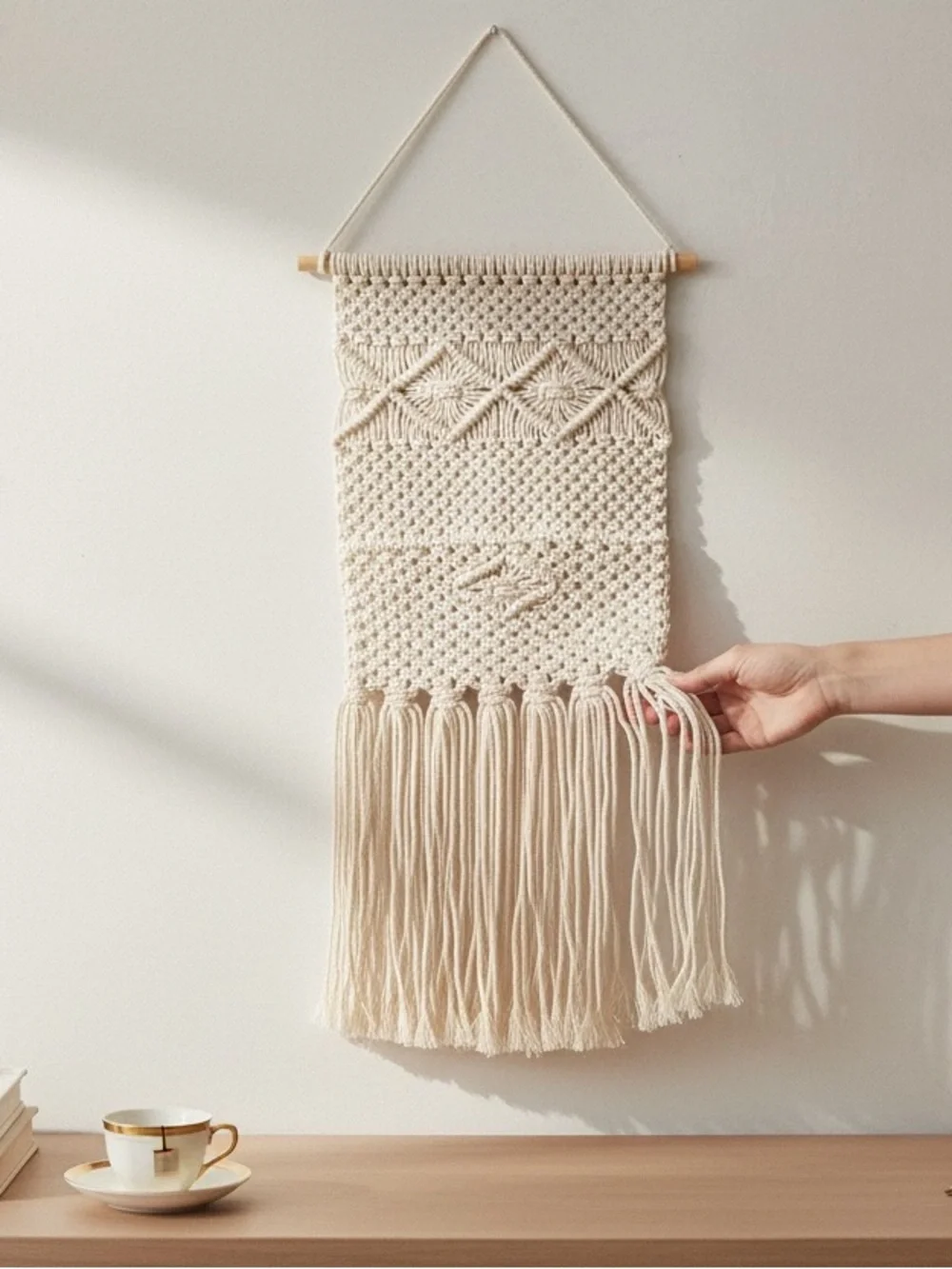 Handcrafted Cream Macramé Wall Hanging Boho Home Wall Decor/Letter Sorter NWT